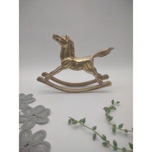Vintage Rocking Horse Stallion Mare Colt Pony Saddle Brass Equestrian Figurine